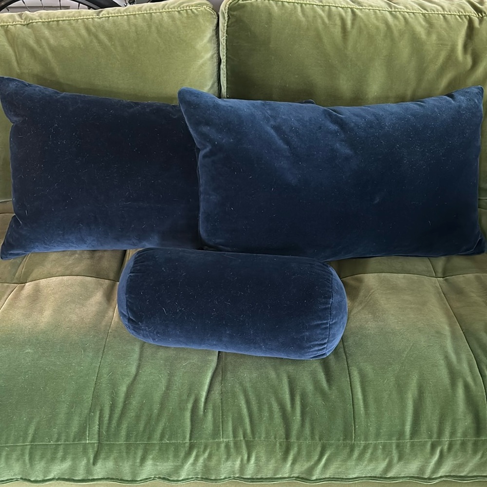 set of 3 velvet pillows